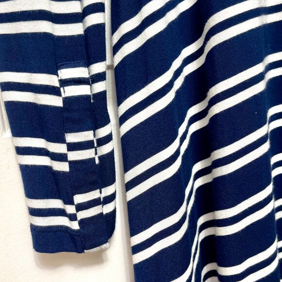 Anthropologie Maeve Striped Navy & White Long-Sleeve Turtleneck Midi Dress Size - Picture 9 of 14